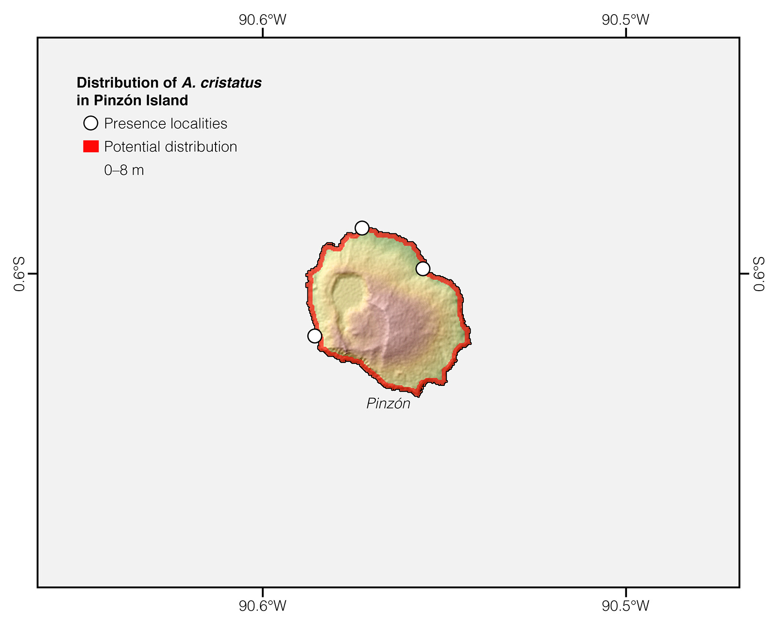 Distribution of Amblyrhynchus cristatus in Pinzón Island