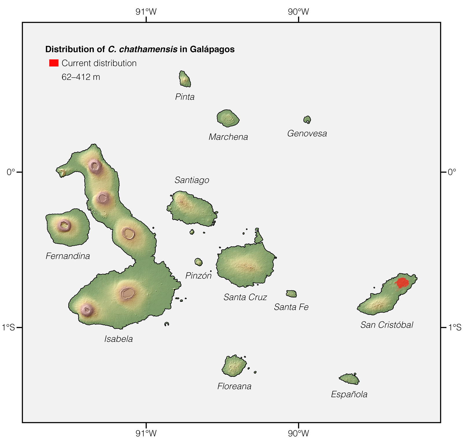 Distribution of Chelonoidis chathamensis