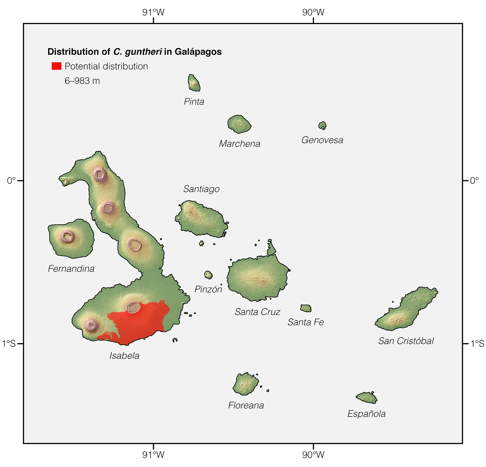 Distribution of Chelonoidis guntheri