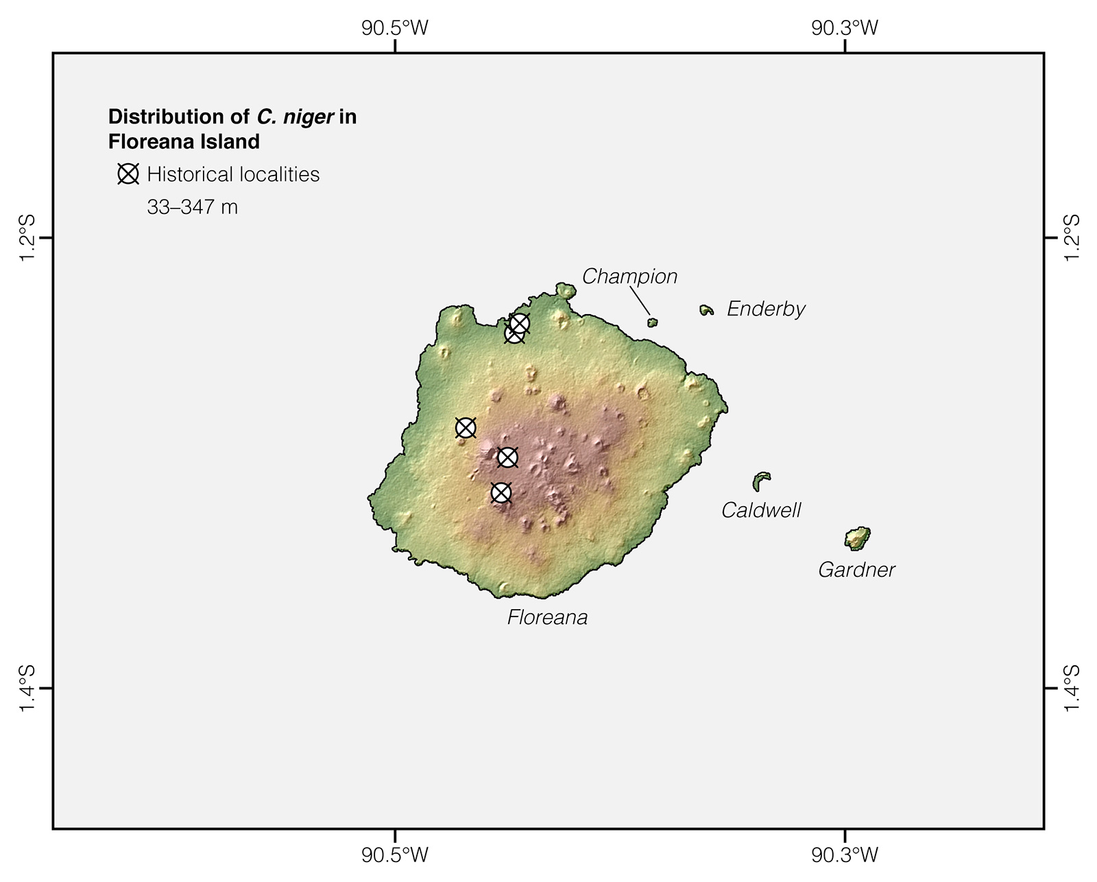 Distribution of Chelonoidis niger in Floreana Island