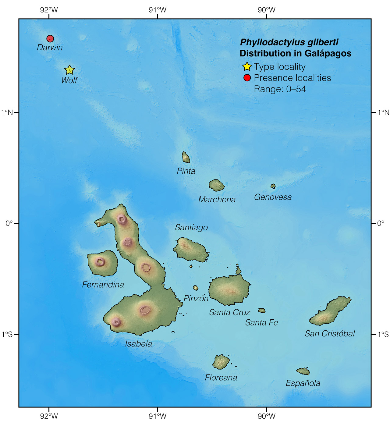 Distribution of Phyllodactylus gilberti in Ecuador
