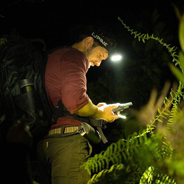 Alejandro Arteaga taking a GPS point during an expedition